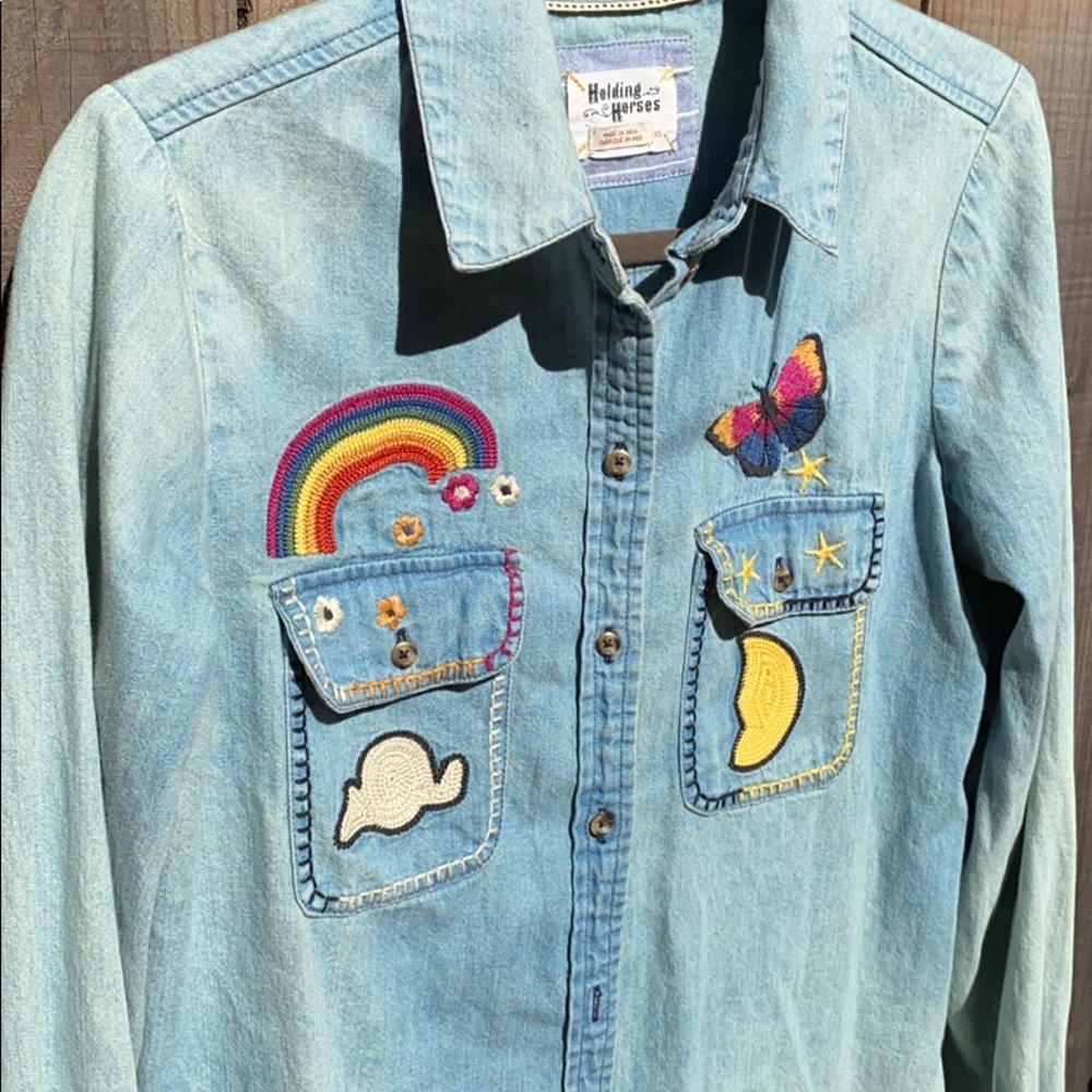 🌈🌙🦋 Holding Horses Button Up NBW